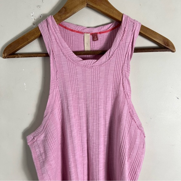 Anthropologie Pilcro Sustainable Ribbed Tank Top In Pink Size Medium Stretch - Picture 7 of 13